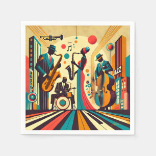 Serviette En Papier Quatuor de l'ère du jazz du milieu du siècle
