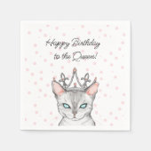 Serviette En Papier Queen Cat avec serviettes d'anniversaire Tiara (Devant)