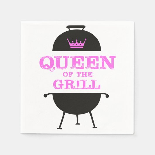 Serviette En Papier Queen Of The Grill, Couronne Rose (Devant)