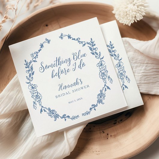 Serviette En Papier Quelque chose de bleu avant de faire Fête des mari