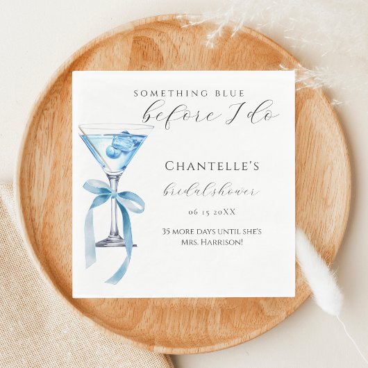 Serviette En Papier Quelque chose de bleu avant de faire Martini Fête 