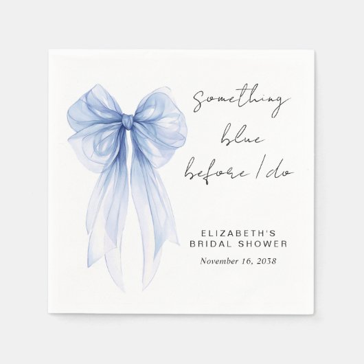 Serviette En Papier Quelque chose de bleu Coquette Bow Fête des mariée (Devant)