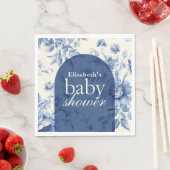 Serviette En Papier Quelque chose de bleu Floral Baby shower Toile Fra (En situation)