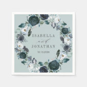 Serviette En Papier Quelque chose de bleu | Floral Wreath mariage Cust (Devant)
