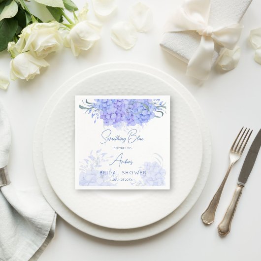 Serviette En Papier Quelque chose de bleu hydrangea douche de mariée i