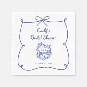 Serviette En Papier Quelque chose de bleu main tiré Whimsical Cake