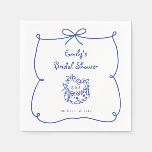 Serviette En Papier Quelque chose de bleu main tiré Whimsical Cake (Devant)