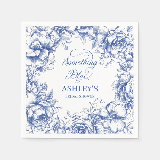 Serviette En Papier Quelque chose de Fête des mariées bleue (Devant)