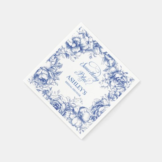 Serviette En Papier Quelque chose de Fête des mariées bleue (Coin)