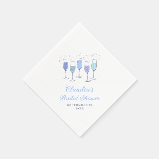 Serviette En Papier Quelque chose de Fête des mariées Champagne Bleu (Coin)