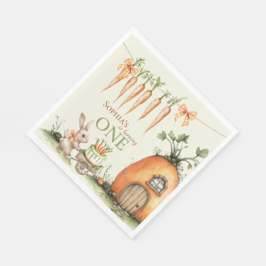 Serviette En Papier Quelques carottes de lapin 1er aquarelle d'anniver (Coin)