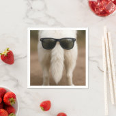 Serviette En Papier Queue de chien avec lunettes de soleil (En situation)