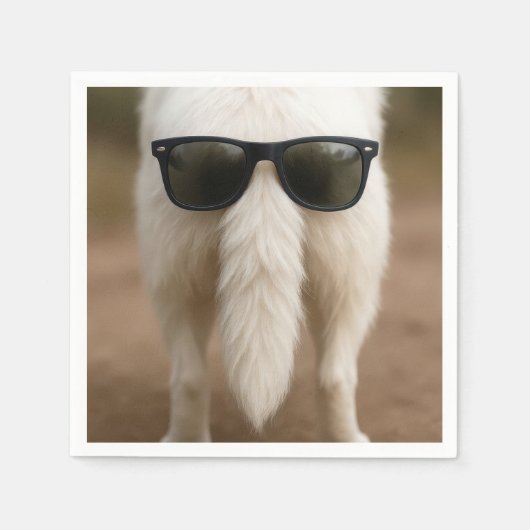 Serviette En Papier Queue de chien avec lunettes de soleil (Devant)