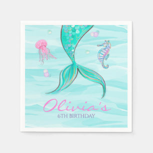 Serviette En Papier Queue de sirène sous la mer Anniversaire