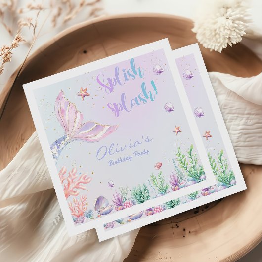 Serviette En Papier Queue de sirène sous la mer Anniversaire