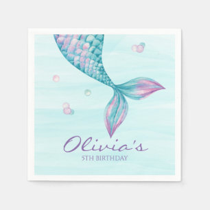 Serviette En Papier Queue de sirène sous les serviettes d'anniversair
