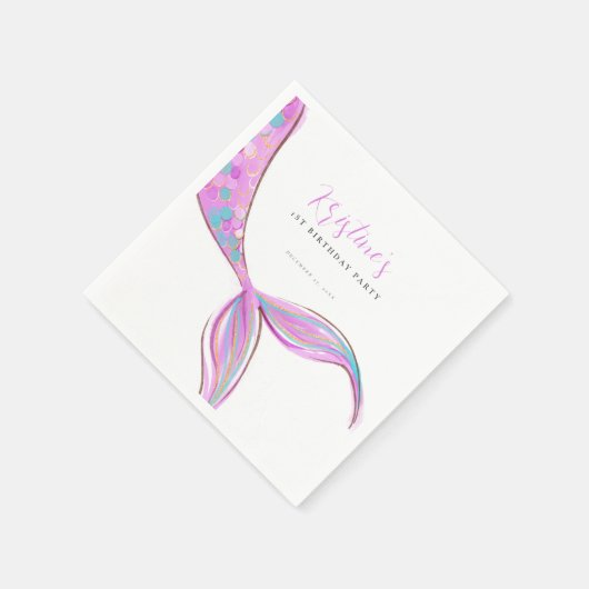 Serviette En Papier Queue de sirène violet papier d'anniversaire Napki (Coin)