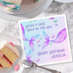 Serviette En Papier Queues de Sirène Sauvages comme la Mer Anniversair