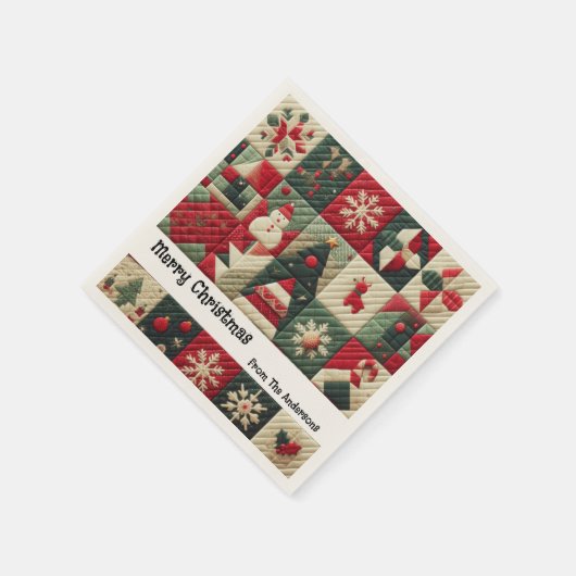 Serviette En Papier Quilted Christmas Designs Message (Coin)