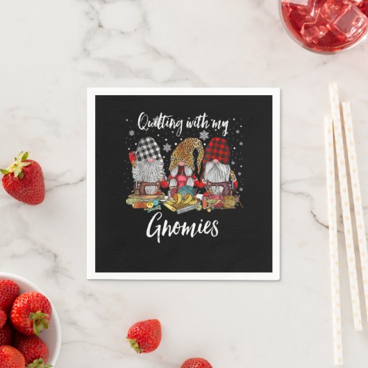 Serviette En Papier Quilter Avec Mes Gnomies Noël Gnomes Holiday (En situation)