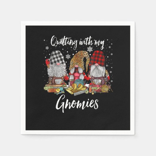 Serviette En Papier Quilter Avec Mes Gnomies Noël Gnomes Holiday (Devant)