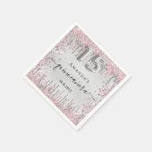 Serviette En Papier Quinceanera argent rose parties scintillant nom go (Coin)