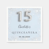 Serviette En Papier Quinceanera bébé bleu argent parties scintillant p (Devant)