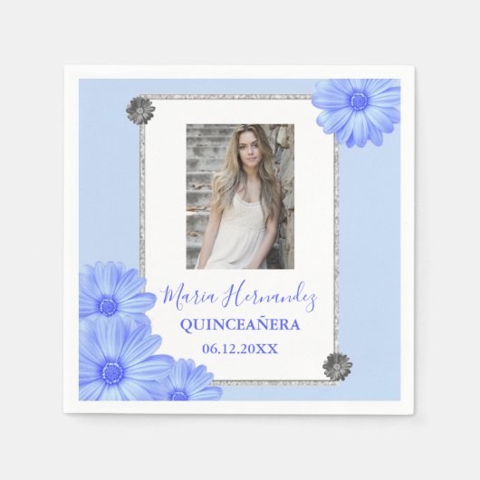 Serviette En Papier Quinceanera bleu clair (Devant)