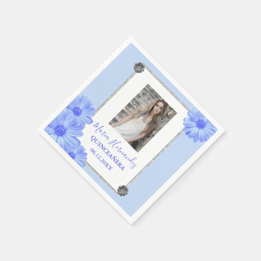 Serviette En Papier Quinceanera bleu clair (Coin)