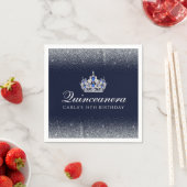 Serviette En Papier Quinceanera bleu et Parties scintillant (En situation)