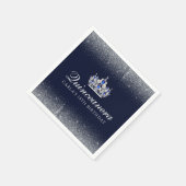 Serviette En Papier Quinceanera bleu et Parties scintillant (Coin)