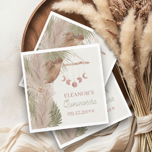 Serviette En Papier Quinceanera Bohème Occidental Herbe de Pampas Rust