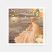 Serviette En Papier Quinceañera Bois et fleurs orange (Devant)