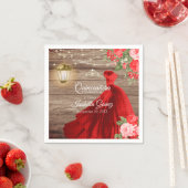 Serviette En Papier Quinceañera Bois et Fleurs rouges (En situation)