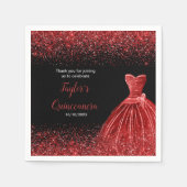 Serviette En Papier Quinceanera Bright Red Faux Parties scintillant (Devant)