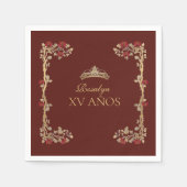 Serviette En Papier Quinceanera Burgundy and Gold (Devant)