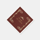 Serviette En Papier Quinceanera Burgundy and Gold (Coin)