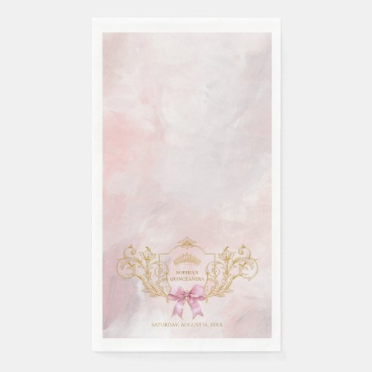 Serviette En Papier Quinceanera Couronne rose classique personnalisé (Devant)