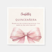 Serviette En Papier Quinceanera crème arc rose merci (Devant)