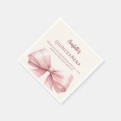 Serviette En Papier Quinceanera crème arc rose merci (Coin)