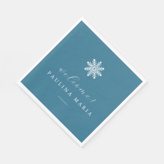 Serviette En Papier Quinceanera d'hiver Bienvenue Flèche de neige blan (Coin)