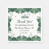 Serviette En Papier Quinceañera Emerald Green Floral Butterflies Tiara (Devant)
