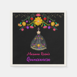 Serviette En Papier Quinceanera Fiesta Mexicaine Florale Anniversaire