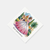 Serviette En Papier Quinceañera fille en rose et blanc (Coin)