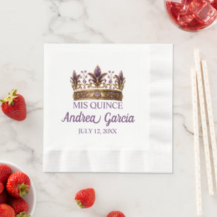Serviette En Papier Quinceañera Fleurs Violettes