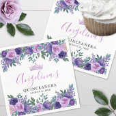Serviette En Papier Quinceanera Floral Violet