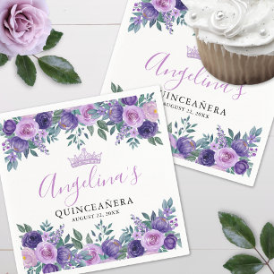 Serviette En Papier Quinceanera Floral Violet