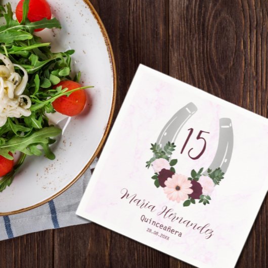 Serviette En Papier Quinceanera Floral Western Horseshoe