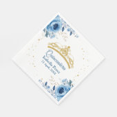 Serviette En Papier Quinceanera Gold Tiara Parties scintillant et Blue (Coin)