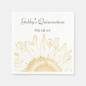 Serviette En Papier Quinceanera Graphique de tournesol Jaune (Devant)
